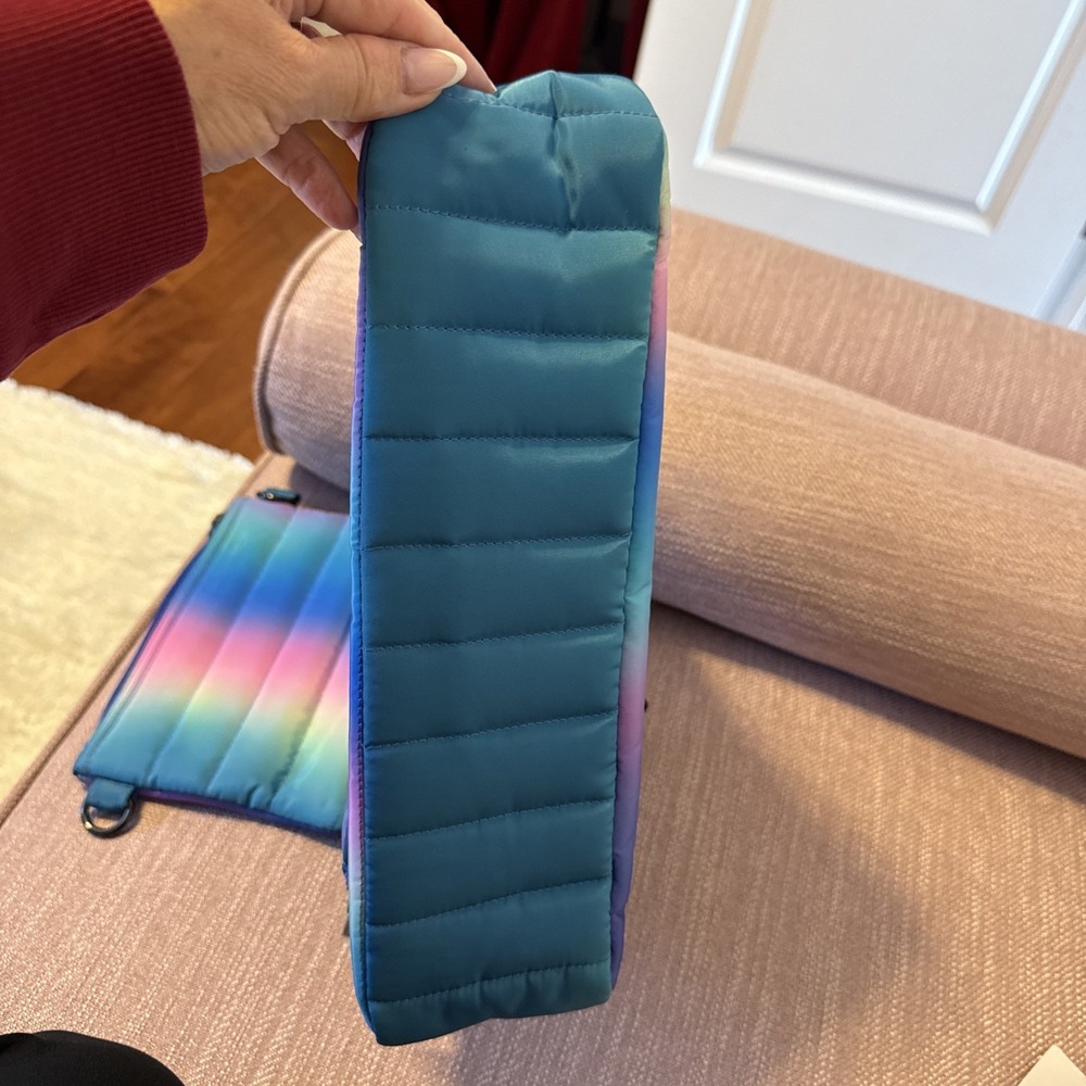Think Royln Bank Street XL Crossbody w/Pouch Blue Lagoon Ombre Quilted RFID - Picture 13 of 15